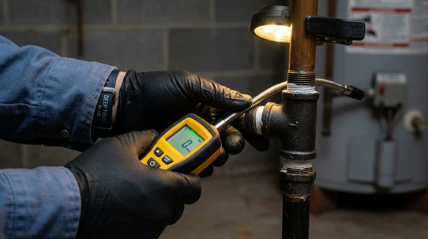 Gas leak detection with electronic sniffer by Johns Plumbing LLC in Glencoe
